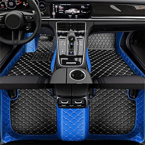 COKYIS Für Opel Adam 2013-2019 Auto Leder Fußmatten, Allwetter Bodenmatte Vorne Hinten Automatten Wasserdicht Anti Rutsch Teppich Fussmatten Innenraum Zubehör,B/Black-Blue