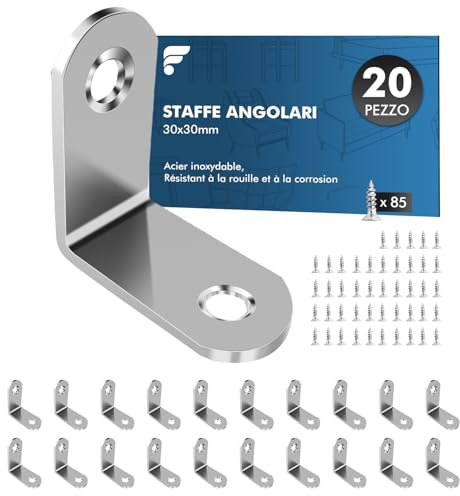 shinfly Winkelverbinder 20 Stück, 30 x 30 mm, Edelstahlwinkel 90° | Metallwinkel 90 Grad aus Edelstahl mit 45 Schrauben; rostfreie L-Winkel für Möbel, Regale und Holzrahmen.