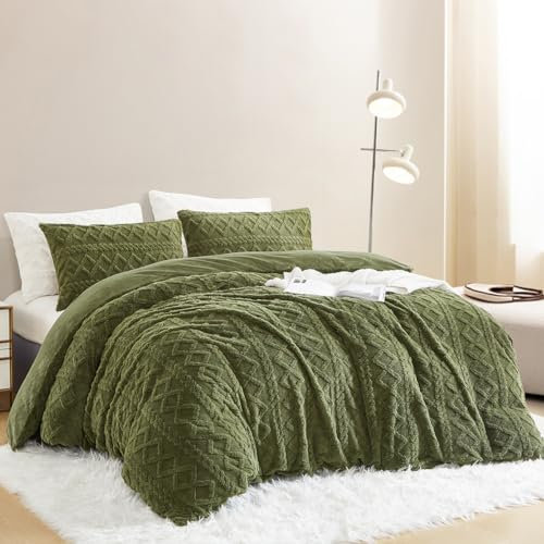 Nayoroom Bettwäsche Flanell 135x200 Winter Warme Kuschel Bettbezug Flauschig Fleece Cashmere Touch Plüsch Winterbettwäsche Set mit Reißverschluss - 135 x 200 + 80 x 80 cm Grün