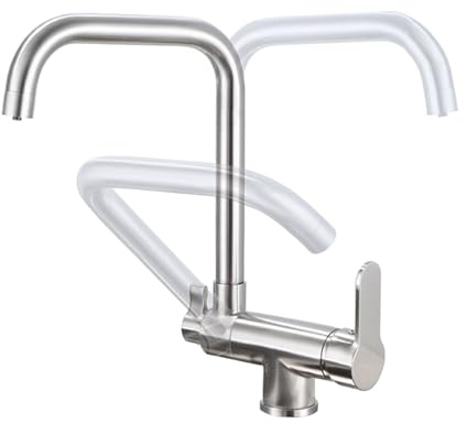 XJTNLB Mitigeur Cuisine Rabattable Sous Fenetre Robinet de Cuisine à 3 Voies Robinet Rotatif Robinet de Mélange 3 en 1 pour Filtre à Eau,Brossé
