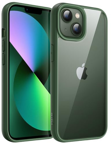 JETech Hülle für iPhone 13, Grün | Einfarbig Matter TPU-Rahmen, Kratzfest, Handyhülle mit Transparenter Rückseite