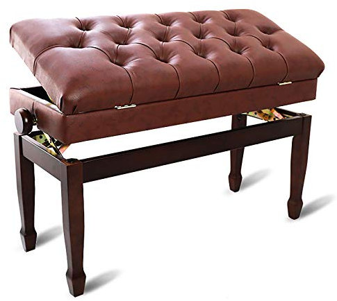 RWRAPS Schminktischhocker, Doppelduett-Klavierhocker, Tastaturbank mit Stauraum, Klavierbank, höhenverstellbar: 50–60 cm (braun)