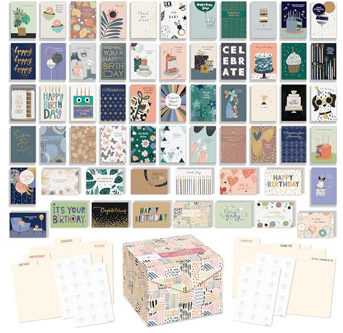 American Greetings All Occasion Deluxe Card Assortment with Envelopes and Storage Box(60-Count)