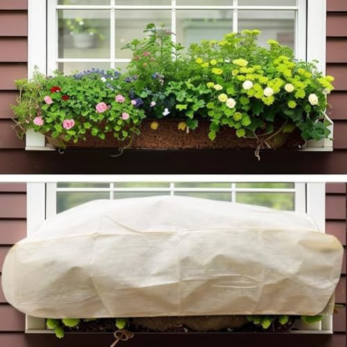 Frost, Wind, Regen mit rechteckiger Blumenkasten-Abdeckung, absoluter Schutz (100 x 40 x 45 cm)
