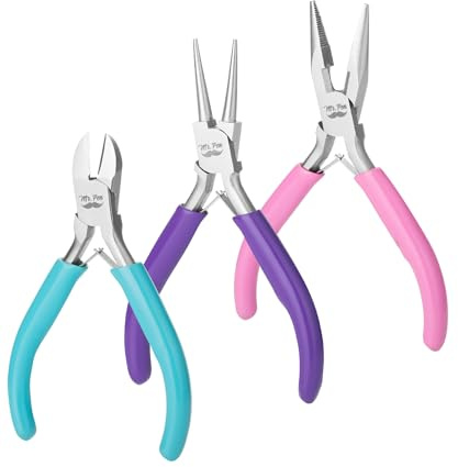 Mr. Pen- Pliers for Jewelry Making, 3 Pack, Chain Nose | Round Nose Pliers Set and Wire Cutter for Beading, Wire Wrapping, Jump Rings, Jewelry Repair, Crafting, DIY
