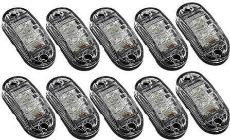 Voirrow 10 Stück Weiß 2,5 Zoll 2 Dioden Licht Oval Umriss Auto LKW Anhänger RV Seitenmarkierungsleuchte