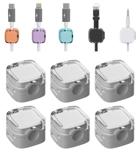 6 Stück Ladekabel Magnetische Kabel Organizer Lagerung Halter, 2024 Neue Magnetische Kabel Clips, Kabel Organizer Selbstklebend für Schreibtisch, Kabelhalter Selbstklebend (Weiß)