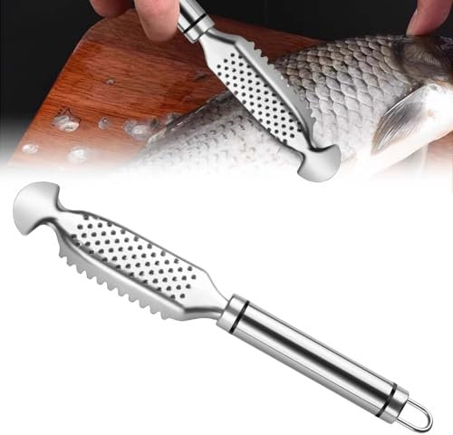 Fischentschupper, Fischschuppen Entferner aus Edelstahl, Multifunktionaler Fischschuppenschaber zum Entfernen von Fischschuppen und Kiemen, Zum Sezieren und Reinigen der Inneren Organe von Fischen