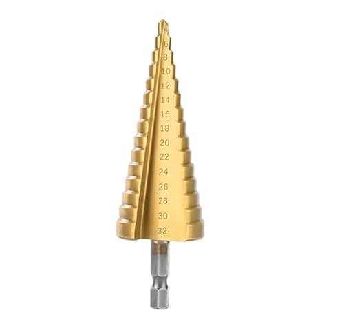 4-32mm 4-42mm Größe Hochgeschwindigkeitsstahl-Stufenbohrer for Metall-Holz-Lochschneider HSS-titanbeschichtete Bohr-Elektrowerkzeuge groß(Hex handle 4-32mm)