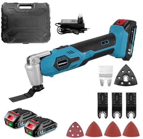 Yofidra Cordless Oscillating Multi-Tool, 15000-22000 RPM, 21V Multi Tools with 2x2.0Ah Batteries & Charger, 6-Speed Control, 3.2°Oscillation Angle, Quick-fit Blade Design, Oscillating Saw Kit for DIY