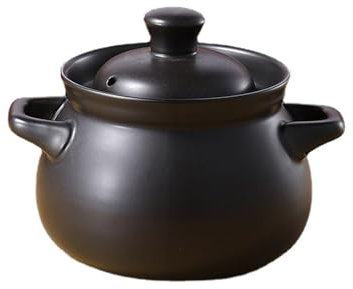 CVQJL Cacerola de Cerámica con Tapa, Olla de cerámica China para cocinar, cazuela China, cazuela para guisar, cazuela de Barro China con Tapa, Olla de cerámica para Sopa, 001,5 l (1,4 l)