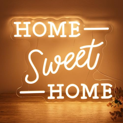 ReyeeInc Home Sweet Home Neon Sign, House Warming Gifts New Home for Women Men Couple, Bright Warm White USB Powered Neon Light for Living Room Bedroom House New Home Wall Art Decor