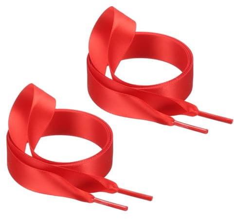 QUARKZMAN 127 cm satinband skosnören, 3/4 tum breda sidenplatta skosnören för kvinnor skodekoration, röd, röd, 55