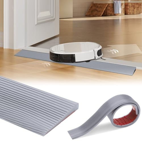 LOMUG Rampa de umbral de puerta, perfil de transición autoadhesiva, perfil de compensación, rampa de umbral de goma para sillas de ruedas, para puertas de cochecito o garaje (gris, 8 x 1,5 x 90 cm)