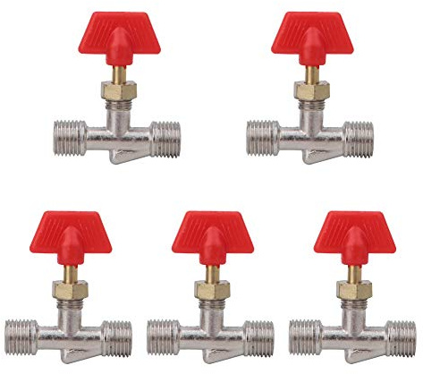Air Compressor Brass Needle Valve Replacement 1/4in Male Thread Pack of 5 Quick Connect Accessory for Air Compressor Tools