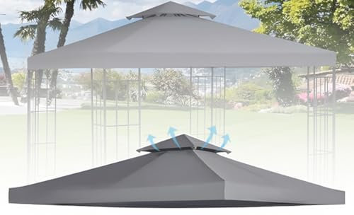 Pavillon Dach 3x3 Ersatzdach Wasserdicht, Pavillon Abdeckung Stabil Winterfest, Gartenpavillon Doppeldach, Pavillondach Faltpavillon Sturmfest Partyzelt Ersatzbezug Top Abdeckung Baldachin