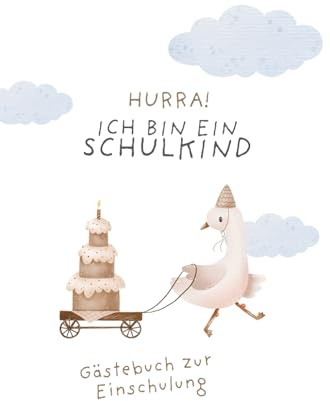 Gästebuch Einschulung – Erinnerungsbuch für den ersten Schultag – 24 Seiten Wünsche + 6 Fotoseiten – Geschenk Einschulung Mädchen & Jungen: Gästebuch zur Einschulung