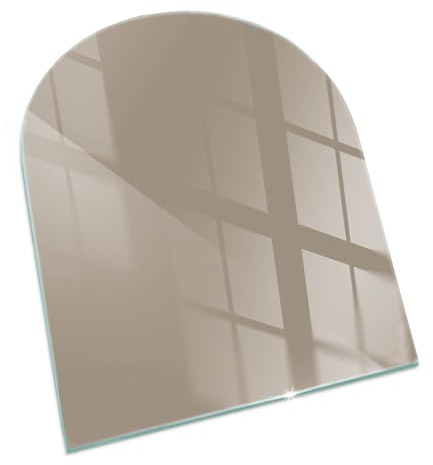 Funkenschutzplatte für Kamin 80x70 cm Hartglas Halbrund Schutzplatte Elegantes Design Stilvollem Motiv Hitzeschutz Dekorative Glasbodenplatte Glasboden - Farbe Braun