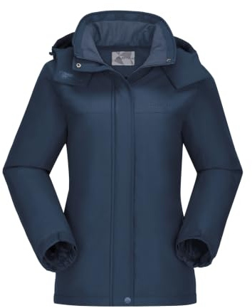 OutPro Giacca da sci da donna invernale cappotto da neve pile caldo da montagna impermeabile giacca da donna per snowboard, Blu, M