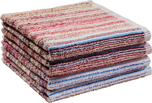 REDBEST Frottier-Geschirrtuch 4er-Pack Streifen bunt Größe 50x70 cm - gute Feuchtigkeitsaufnahme, weiches Material, nachhaltig produziert