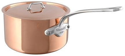 Mauviel M'3 S Kupfer-Soßentopf mit Deckel, Griff aus gegossenem Edelstahl, 1,8 l, hergestellt in Frankreich