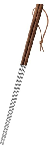 Milageto Baguettes de Cuisine Extra Longues en Acier Inoxydable 40 cm, Baguettes de Service avec Revêtement Anti-Glisse, Ustensile de Cuisine Japonais pour Fondue Chinoise, Buffet, Réunions de Famille