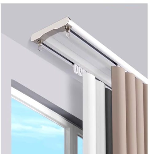 Binario Per Tende A Doppia Silenzioso Asta Per Tende A Soffitto In Alluminio Bastone Tende Scorrevole Per Soggiorno Camera Da Letto Divisorio(White,130cm)