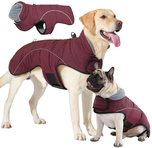 LIANZIMAU Hundejacke Wasserdichter Hundemantel Reflektierende Jacke für kaltes Wetter mit weichem Fleecefutter Warmer Mantel