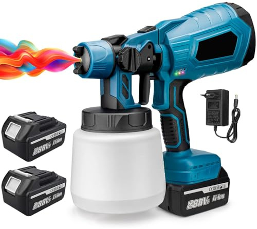Pistola A Spruzzo Elettrica, Spruzzatore di Vernice Senza Fili, 3 modalità di Spruzzo, Grande capacità 1000 Ml, Strumento di Verniciatura per La Casa