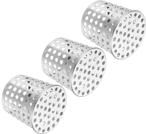 PATIKIL Filtro Parafoglie 2.5-2, 3 Pezzi Coperchio Terminale PVC Griglia Ventilazione Copertura Tubo Di Scarico Conico Acciaio Inossidabile Filtro Colino Per Grondaia Argento