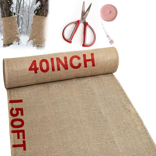Czoynife Rouleau de toile de jute multi-usages, fibre de jute haute densité, couleur toile de jute naturelle, motif rustique (101,6 x 45,7 m)