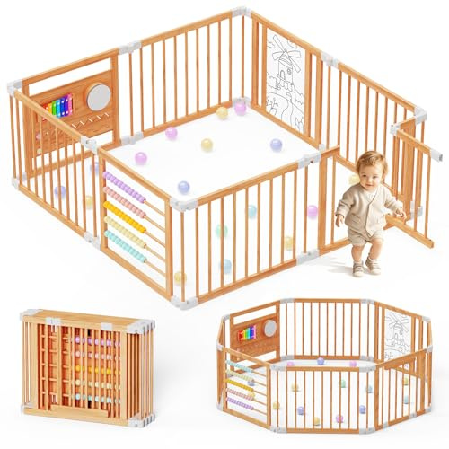 Laufstall Baby Holz 160x160x61cm, Faltbar, für Babys & Kleinkinder-8 Stück