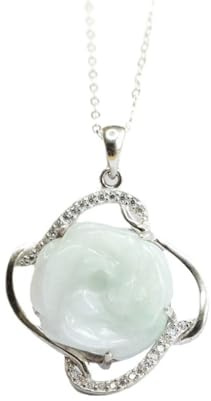 Jadehänge, S925 Silver med naturligt jadeithänge Rose Jade Halsband Hänge for Neklaces Äkta