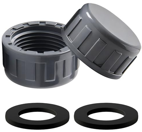 2 Pcs Plastic End Caps, Female Threaded Leak-Proof Drain Seal Blanking Cap for Washing Machine Kitchen Bath Laundry Waste Pipes (32mm)