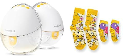 Set Medela Motion InBra tragbare elektrische Milchpumpe + Medela Mama-Baby-Socken, Limitiert, von Schweizer Künstlerin Yael Anders, Teil der Kampagne „With You, Every Step of the Way”