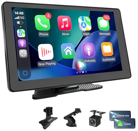 Pantalla Coche 9 con Carplay y Android Auto Inalámbrico, Cámara Trasera