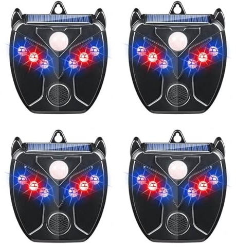 4X Répulsif Solaire pour Animaux Nocturnes, Dissuasif de Coyotes pour Jardin, Répulsif Lumineux Contre Moufettes et Renards, Protection Contre Prédateurs pour Poulailler
