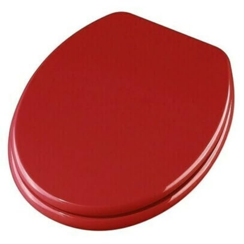 Schläfer 4638103 | Universeller roter WC-Sitz aus Mdf, WC-Abdeckung, Weser ovaler WC-Sitz aus Holz, verstellbare Metallscharniere