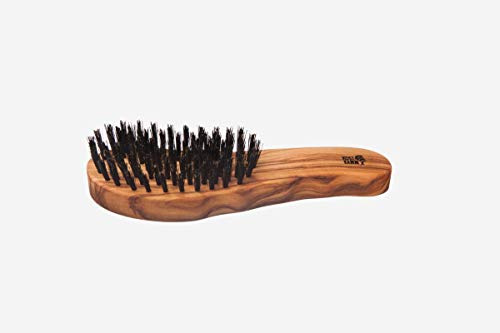 Kost Kamm Langhaar-Pflegebürste Olivenholz, ergonomisch, extra harte Wildschweinborsten, 19,5 cm