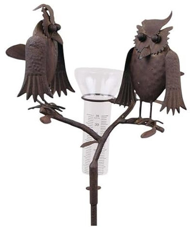 KUHEIGA Regenmesser Eulenduo Niederschlagsmesser Metall