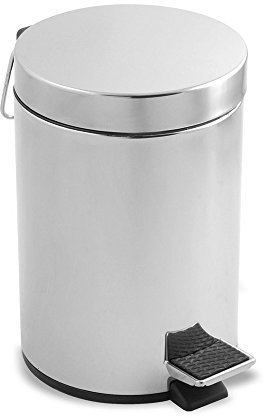 Metaltex Cubo Pedal Redondo INOX. 12 LTS, Negro, 12 l