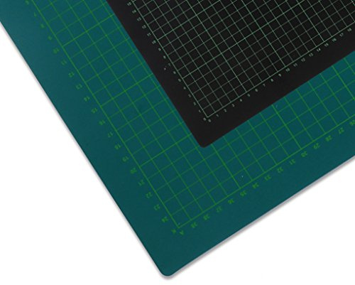 Selbstheilende Schneidematte, 30x45, Mit Hilfslinien, schont Klingen, Schneide-Unterlage, Cutting Board/Mat für Patchwork | grün/schwarze Bastelunterlage, Arbeitsunterlage, beidseitig verwendbar