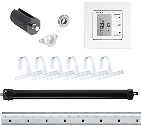 NOBILY Rolladen-Komplett-Set f. 40mm Achtkantwelle Mini-Rolladenmotor 13Nm + Rolladen Zeitschaltuhr ZS1 + Mechanik-Set bis zu einer Gesamtlänge von 2.0 Meter