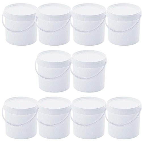 10 x 5 L Eimer mit Deckel WEISS Kunststoffeimer Deckel Henkel Lebensmittelecht