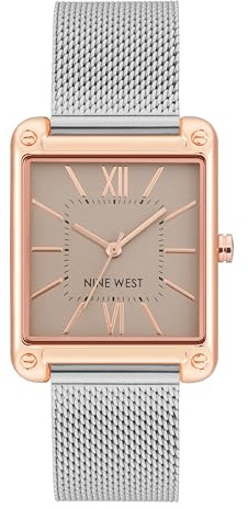 Nine West Women's Mesh Bracelet Watch Silver/Rose Gold