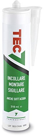 TEC7 silicone per incollare, montare e sigillare anche sott'acqua adesivo sigillante linea TOP 310 ml (Grigio)
