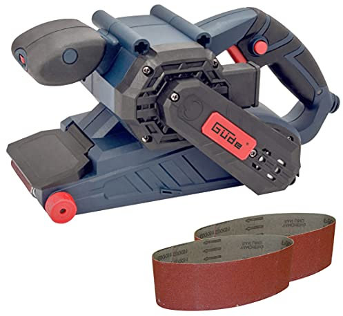 Güde 58146 BS 76-900 E Bandschleifer (230V, 76x160mm Schleiffläche, Band-Schnellwechselsystem, Einstellbar lenkrollen), Blau, Rot