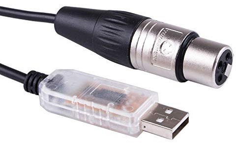 Suamdoen USB auf DMX 512 3-poliger XLR-Schnittstellen-Adapter, Computer, PC, Bühnenbeleuchtung, Controller, Dimmer, USB auf DMX, Freestyle-Software, RS485, serielles Konverterkabel (Länge: 91 cm)