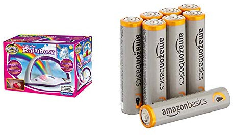 Brainstorm Toys My Very Own Rainbow Night Light Projector & Amazon Basics AAA Performance Alkaline Batteries [Pack of 8] - Packaging May Vary