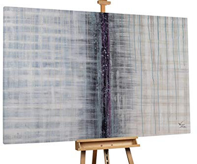 KunstLoft® XXL Gemälde 'Doppeltes Spiel' 180x120cm | original handgemalte Bilder | Abstrakt Linien Grau Beige | Leinwand-Bild Ölgemälde einteilig groß | Modernes Kunst Ölbild